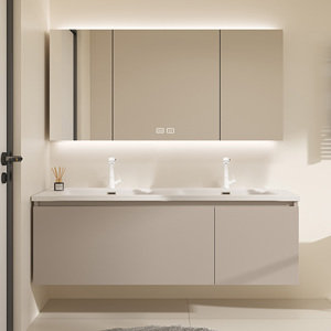 Mueble de Baño Moderno Minimalista con Lavabo Simple/Doble de 36-92 Pulgadas, Mueble de Baño Flotante con Espejo LED Inteligente Antivaho - Product Image 2