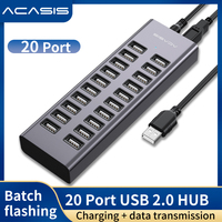 ACASIS Hub USB Alimenté avec Adaptateur Secteur 12V 7.5A, Hub USB 2.0 à 20 Ports pour PC Portable