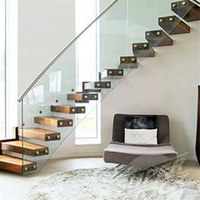 DAIYA 304 s. s En Acier Inoxydable Balustrade d'intérieur de Balustrade En Verre D'escalier Escaliers bricolage flottant pliable escaliers