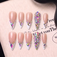 Nouvelle Tendance Exclusive ODM French 3.0 Ongles Stiletto Longs et Pointus Courbes 3D Faits Main à Coller Couverture Complète PMMA Ongles Personnalisés 10 pièces