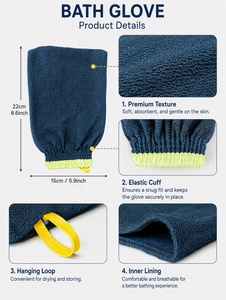 Gants exfoliants en viscose marocaine, gant de gommage Kessa, gant de lavage pour le corps, pour le bain ou la <span class=keywords><strong>douche</strong></span>, pour tous types de peau - Product Image 2