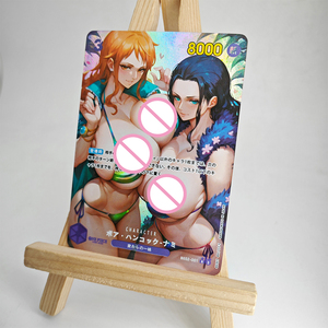 Tarjetas coleccionables de una pieza, hechas a mano, Nami Hancock, Robin, <span class=keywords><strong>Vivi</strong></span>, Yamato, 9 piezas/juego, textura láser con efecto arcoíris refractivo - Product Image 2