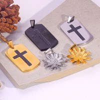 Hommes Femmes Croix Pendentif Acier Inoxydable Plaqué Or Mode Bijoux Religieux Minimaliste Tendance Zircon Croix Charmes Collier