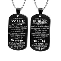 Collier de couple style militaire européen/américain en acier inoxydable gravé au laser, best-seller transfrontalier
