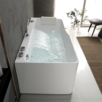 Baignoire de massage moderne en acrylique pour 1 personne, 1,3-1,7 m, avec cascade à bulles, remous et fonction surf, avec jupe latérale 3 côtés, modèle encastrable d'angle, Prix