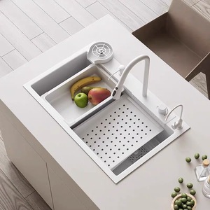 Wastafel Dapur Stainless Steel YEETE White Flying Fish Waterfall Desain Modern Sederhana, Bak Persegi Panjang, Cetakan Satu Bagian - Product Image 3