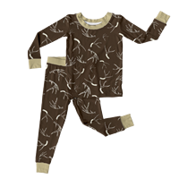 Ensemble pyjama de Noël deux pièces pour filles en bambou 230 GSM, motif Père Noël et pain d'épices, haut à manches longues et pantalon, vêtements de nuit pour tout-petits