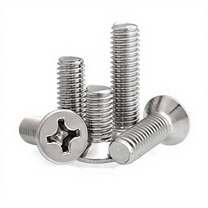 Viti elettroniche piccole a testa piatta nichelate Kings KM con coda piatta, per macchine, M2, M2.5, M3, a croce - Product Image 1
