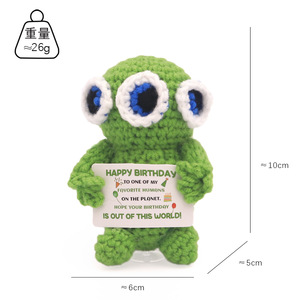 Nuevo muñeco de ganchillo hecho a mano transfronterizo, juguete de ganchillo de alienígena de lana con diseño de dibujos animados creativos, adorno de energía positiva. - Product Image 1