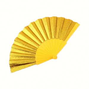 Wholesale 23cm Classic Style <b>Glitter</b> Plastic Hand Fan Eco-Friendly and Waterproof for Decorative Dancing - Product Image 5