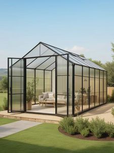 Kit de serre en métal 6*4 pieds avec couverture en polycarbonate pour jardin domestique, mini serre, aménagement paysager, nature - Product Image 3