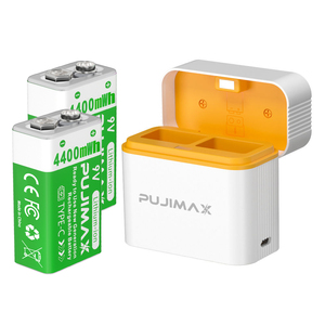 PUJIMAX <span class=keywords><strong>Chargeur</strong></span> de batterie intelligent Li-ion rechargeable <span class=keywords><strong>9</strong></span> <span class=keywords><strong>volts</strong></span> longue durée 6F22 <span class=keywords><strong>9</strong></span> V pour appareil photo industriel pour appareils ménagers - Product Image 1