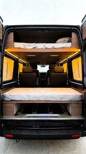 Conversión Interior de Lujo para Furgoneta Sprinter, Cama Tipo Camper con Literas Superiores e Inferiores, Asiento VIP de Cuero, Techo con Acabado de Madera, Fabricación OEM - Product Image 5