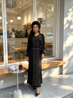 Robe en mousseline de haute qualité pour femme, simple, respirante, coupe classique, design arabe islamique, grande taille, ample, unie avec motif lettre