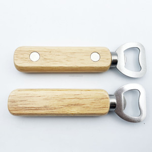 فتاحة زجاجات خشبية سلسلة مفاتيح فراغات فتاحات خشبية غير مكتملة للنقش بالليزر هدايا ذاتية الصنع لحفلات الزفاف لون الماهوجني - Product Image 5