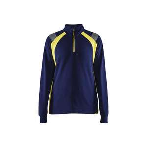 BLAKLADER - 340311588933XXXL Pull femme demi-zip Bleu marine/jaune-EAN 7330509815533 WORK HOODIES - Product Image 1