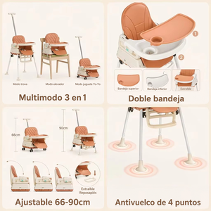 <span class=keywords><strong>Trona</strong></span> 3 en 1 Plegable para Bebé, Silla Elevadora para Alimentación de Recién Nacidos, Silla Alta para Niños con Mango de Empuje, Silla de Comedor para Bebés al por Mayor - Product Image 2