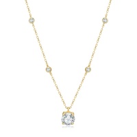 Collar de Plata de Ley 925 con Baño de Rodio, Certificado GRA, Moissanita de Corte Redondo de 2 Quilates, Color D, Joyería Fina de Lujo para Mujer