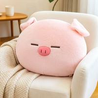 Vente directe usine : Peluche cochon ronde, coussin tête de cochon à grand visage, coussin de sommeil mignon en forme d'animal à câliner, coussin multifonctionnel pour canapé