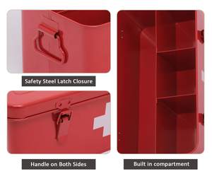 Metal kırmızı ilaç teneke kutu özel saklama kutusu emniyet kilidi ev için ilk yardım boş kutu - Product Image 5