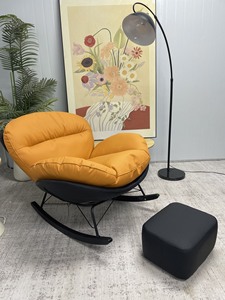<span class=keywords><strong>Fauteuil</strong></span> à bascule papillon en <span class=keywords><strong>cuir</strong></span> écologique <span class=keywords><strong>noir</strong></span> et orange avec structure métallique, <span class=keywords><strong>fauteuil</strong></span> de relaxation avec repose-pieds en option, canapé de loisirs pour salon - Product Image 6