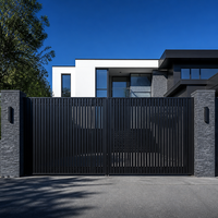 Portail battant en aluminium anti-corrosion pour extérieur, portail d'entrée moderne à lattes verticales pour villa résidentielle extérieure