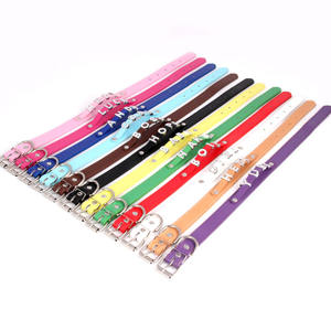 2025 Quchonpet al por mayor barato liso personalizado nombre alfabeto cuero perro <span class=keywords><strong>Collar</strong></span> con letras deslizantes - Product Image 3