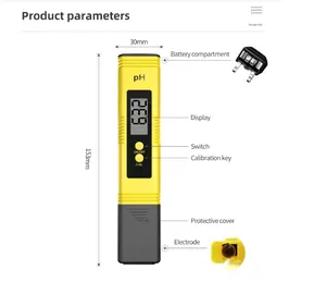PHメーター、デジタルPHテスター、0〜14 PH測定範囲の0.01PH高精度水質テスター