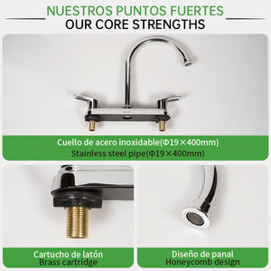 Robinet mélangeur contemporain à double poignée SOLVEX pour cuisines, utilisation en centre commercial, montage <span class=keywords><strong>sur</strong></span> plan de travail, installation à 3 trous, corps en laiton chromé durable - Product Image 6