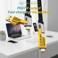 Cable USB Tipo-C Reforzado de TPE, 48V 5A, Alta Potencia, Conector Giratorio de 180°, Conductor de Cobre Puro, Carga Rápida, Irrompible