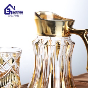 Vàng màu nước thủy tinh bình thiết lập kỳ nghỉ món quà uống Set với 6 ly thủy tinh 7 miếng thủy tinh sang trọng <span class=keywords><strong>Jug</strong></span> và Pitcher Set - Product Image 5