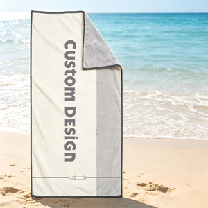 Serviette de plage en coton à double face avec impression personnalisée écologique - Product Image 1