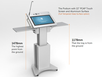 Mesa Multimedia con Pantalla Táctil de 21.5 Pulgadas y 10 Puntos de Contacto, Podio Digital Inteligente con Android LED para Comercio Minorista