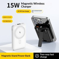 Batterie externe magnétique sans fil avec écran LED 10000mAh, dernier design avec support et câbles intégrés pour les voyages