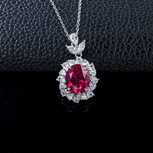925 Sterling Silver Lab-Grown <b>Ruby</b> <b>Necklace</b> - Product Image 2