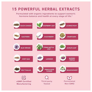 Hormon dengesi siyah <span class=keywords><strong>Cohosh</strong></span> ve Chasteberry sıvı damla Oral PMS kabartma ve adet desteği için yetişkin menopoz takviyesi - Product Image 3