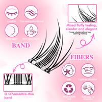 Bulu Mata Cluster Alami Bebas Lem Grosir Bulu Mata Lembut Perekat Sendiri Cluster Press on Private Label Pre Glued Diy Lash Tray
