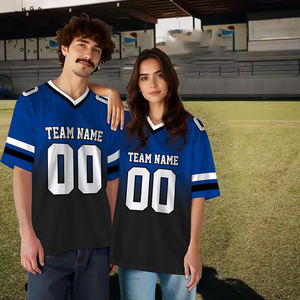 Custom Breathable Plus Size Short Sleeve <b>American</b> Football Fan Jersey Top Mesh Stitched Silk Screen Printing Football Wear - Product Image 1