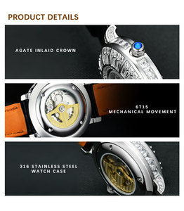 Vente en gros Montre mécanique automatique en zircon 5A luxe mode réglage complet Cadeau bijouterie Petite montre-bracelet précieuse - Product Image 3