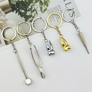Nha sĩ Keychain Nha khoa Răng Hàm vòng chìa khóa mô phỏng <span class=keywords><strong>3D</strong></span> kim loại dụng cụ nha khoa-Kẹp nha khoa nha khoa Quà Tặng móc chìa khóa - Product Image 6