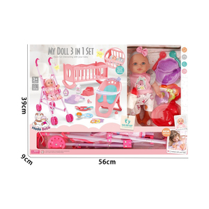 Poupée <span class=keywords><strong>en</strong></span> vinyle de 12 pouces, ensemble <span class=keywords><strong>3</strong></span> <span class=keywords><strong>en</strong></span> <span class=keywords><strong>1</strong></span> avec poussette, berceau, <span class=keywords><strong>chaise</strong></span> <span class=keywords><strong>haute</strong></span>, accessoires d'alimentation, jeu d'imitation pour enfants, cadeau d'apprentissage précoce - Product Image 6