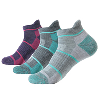 Chaussettes de randonnée Solax en laine mérinos 72% à impression numérique, respirantes et amorties, coupe basse pour l'extérieur et le trekking