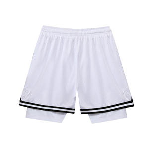 Pantalones cortos sueltos de poliéster con logotipo personalizado en blanco para hombre, deportes, correr, deporte, playa, baloncesto - Product Image 3