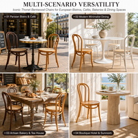Chaise de bistrot vintage française en bois de hêtre massif, chaise Thonet en bois courbé avec assise en rotin naturel tressé à la main pour café et hôtel
