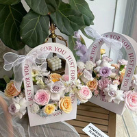 Sacs fourre-tout et boîtes cadeaux pour bouquets de fleurs de la Saint-Valentin, arrangements floraux de plantes succulentes en pot laminées, en carton blanc