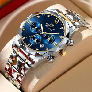 VA VA VOOM Luxury Fashion Business Men's Stainless Steel Quartz Watch Waterproof Luminous Date Glass Leather Strap <b>Model</b> 2471 - Product Image 1
