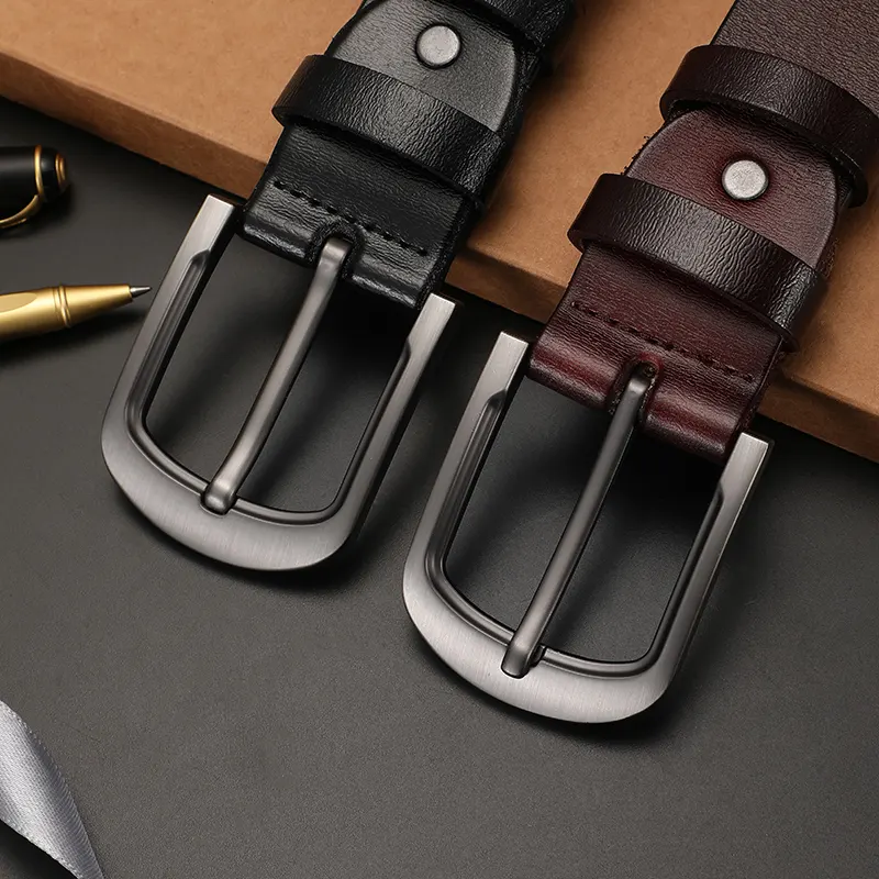 Latest high-end durable design casual men's leather pin buckle belt