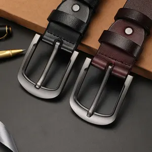 Latest high-end durable design casual men&#39;s leather pin buckle belt