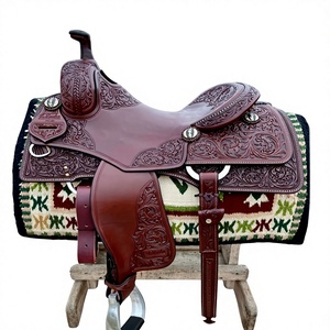 Asiento de Silla de Montar de Estilo Occidental para Caballo, Color Marrón, Diseño Grabado, OEM ODM, Personalizable, Asiento de Cuero para Silla de Montar Inglesa, Hecho en India - Product Image 1