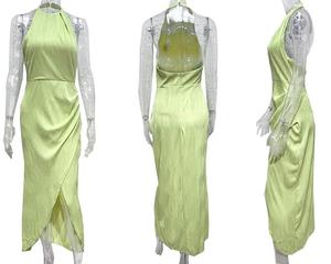 Abito Estivo Casual <span class=keywords><strong>Sexy</strong></span> da Donna, Vestito Senza Maniche con Collo all'Americana e Schiena Scoperta, Monocolore Aderente - Product Image 3